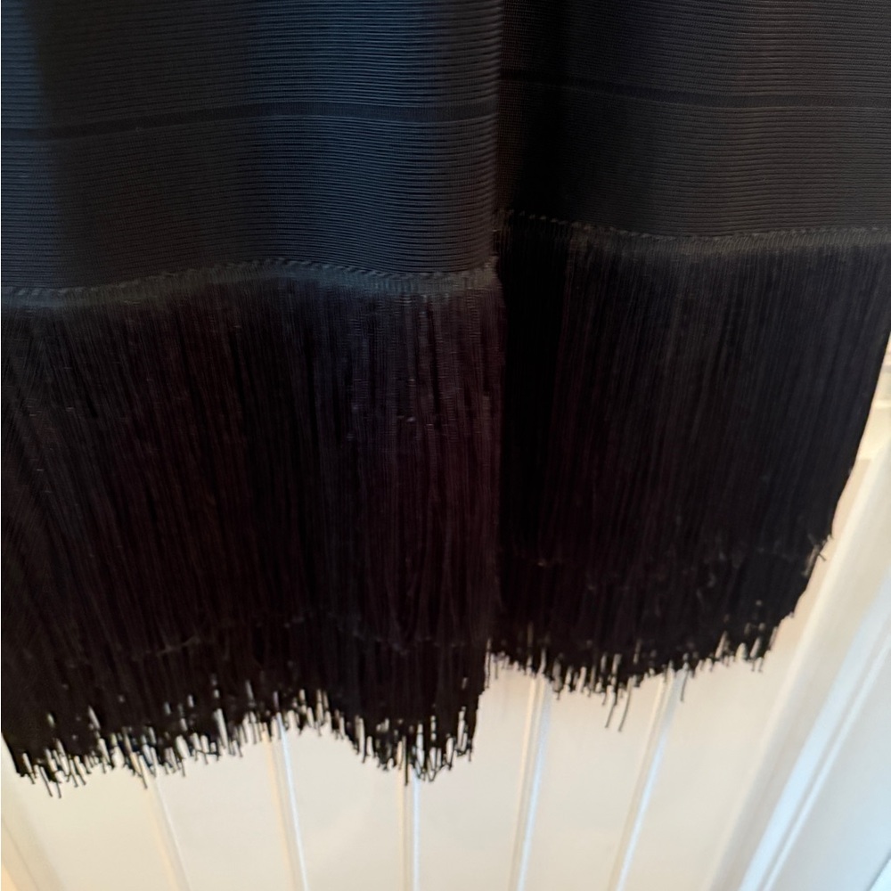 Venus Bandage Black Fringe Cocktail Dress - Sz 8 / EUR 40 - Picture 12 of 12